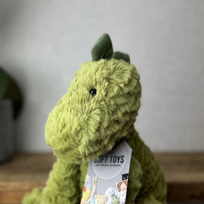 Jellycat Fuddlewuddle Dinosaur - Green Dino Textured Beanie Soft Toy 9"