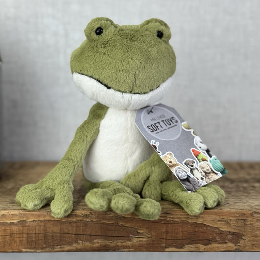Jellycat Finnegan Frog - Fluffy Version Small Green Plush Frog Beanie 10"