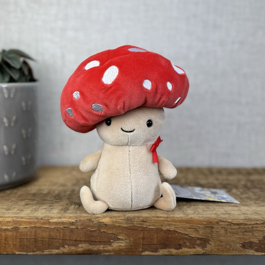 Jellycat Fun Guy Robbie - Red Mushroom Kawaii Beanie Velour Retired 8”