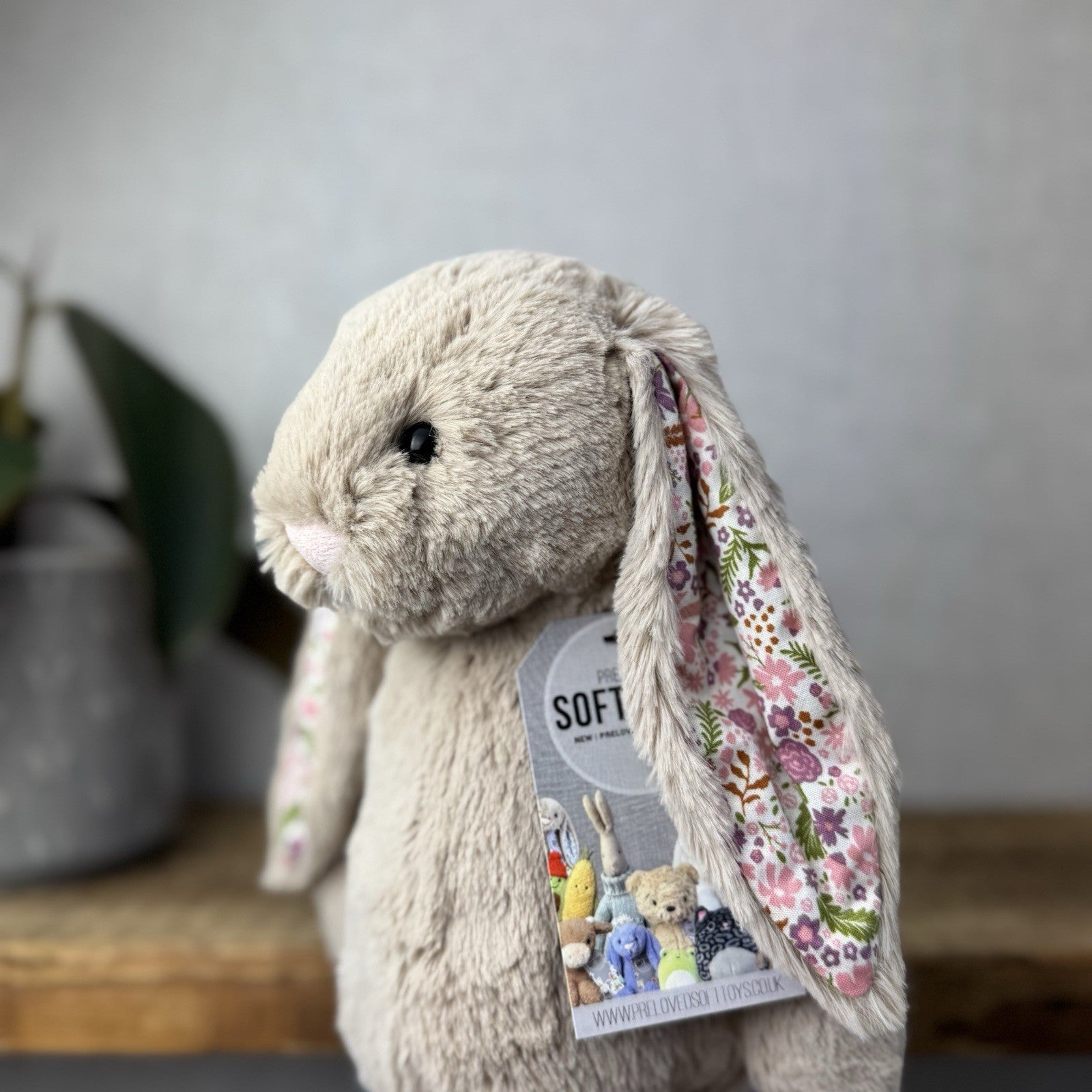 Jellycat Blossom Beige Bunny Petal - Beige With Floral Ears/feet Medium 12" NWOT
