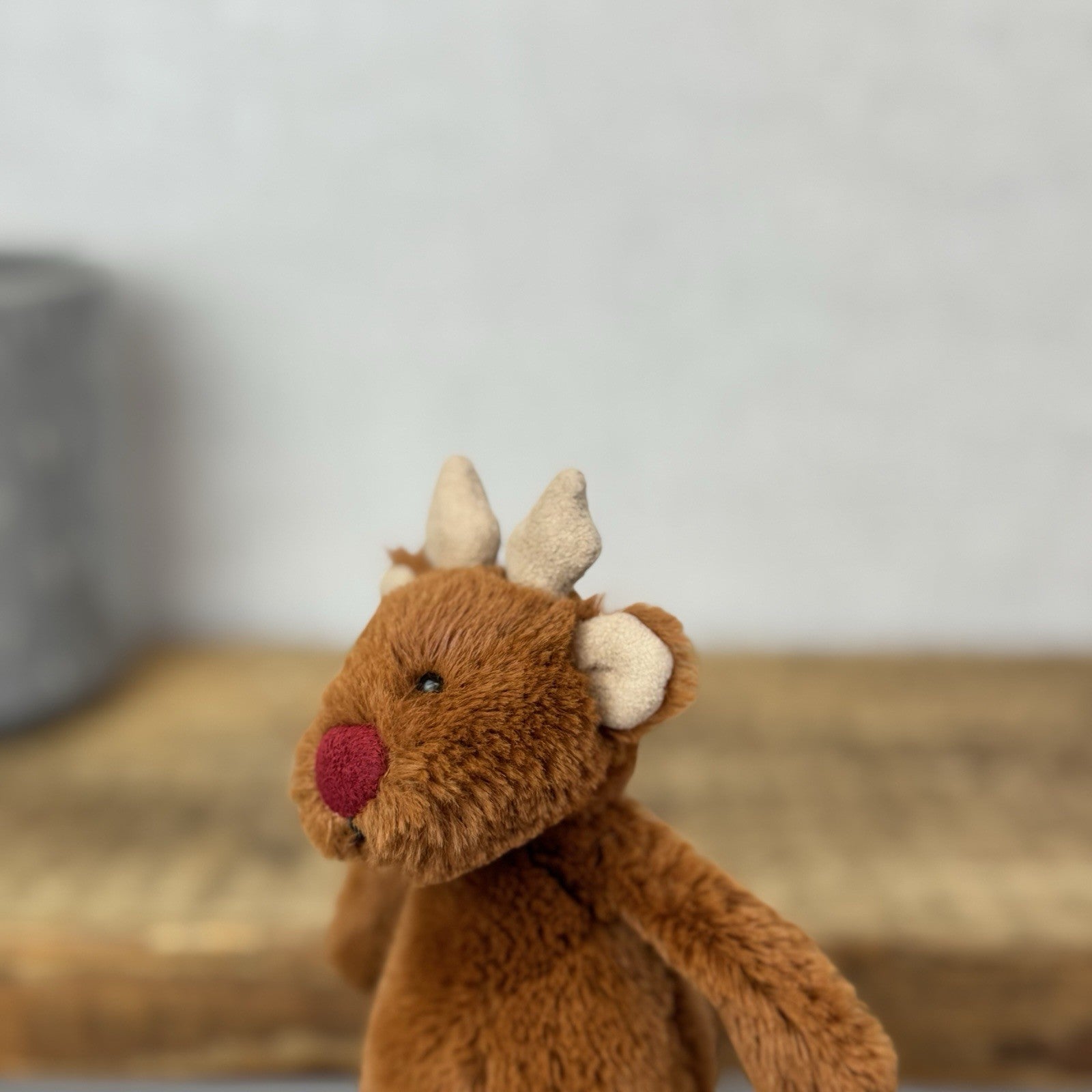 Jellycat Tiny Bashful Baby Reindeer Red Nose - Tiny Brown Jellycat Reindeer 5”