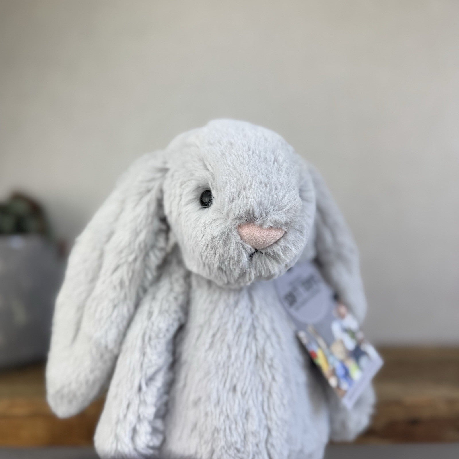 Jellycat Medium Bashful Grey Bunny - Grey With White Tail - Silver Rabbit 12"