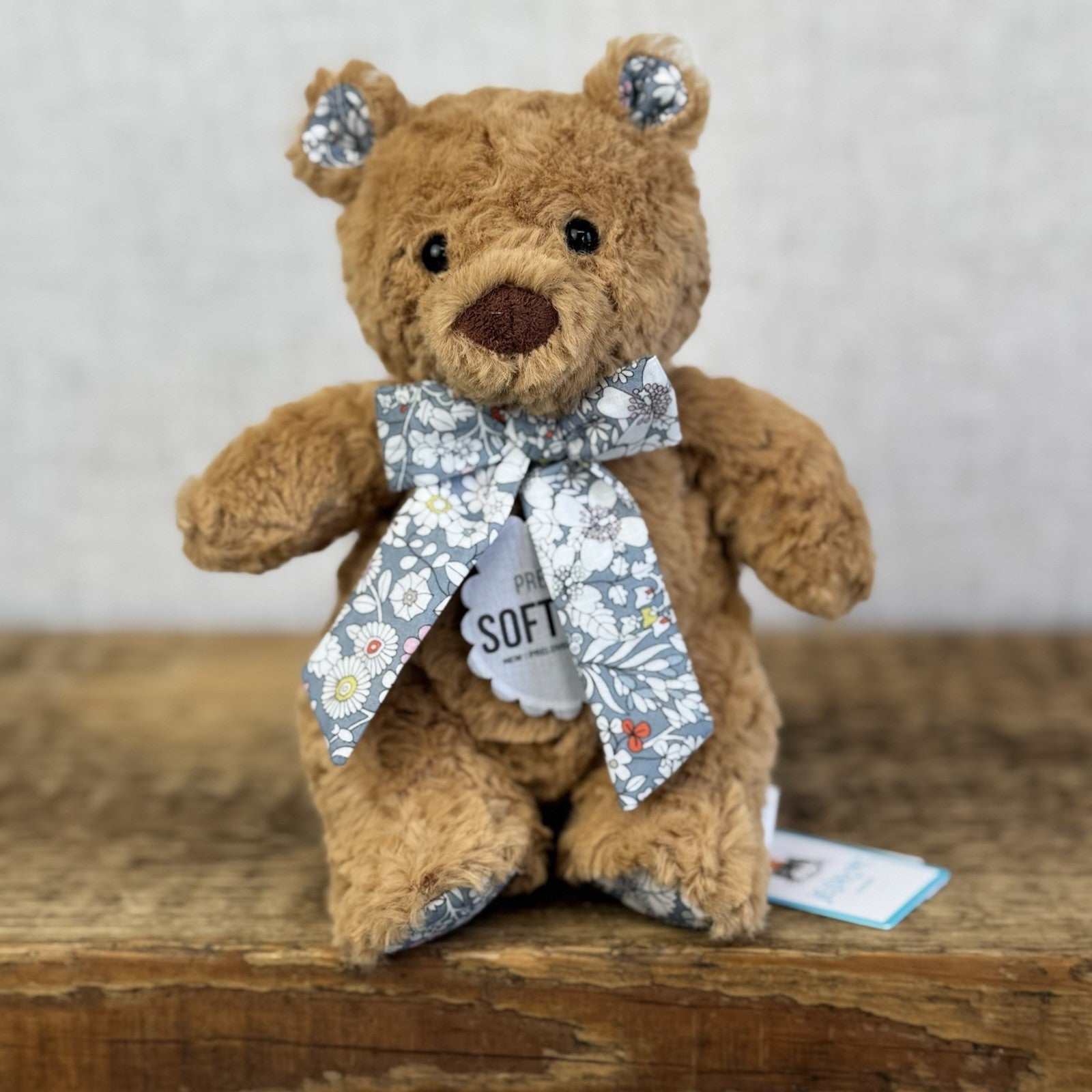 Custom/Bespoke Tiny Bartholemew Bear - Ditsy Grey Floral Made With Liberty