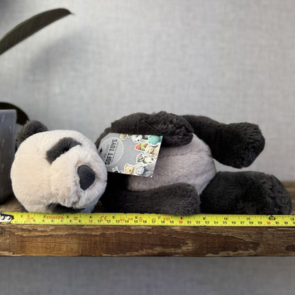 Jellycat Medium Puffles Panda - Super Soft Sitting Cream & Black Panda 13"