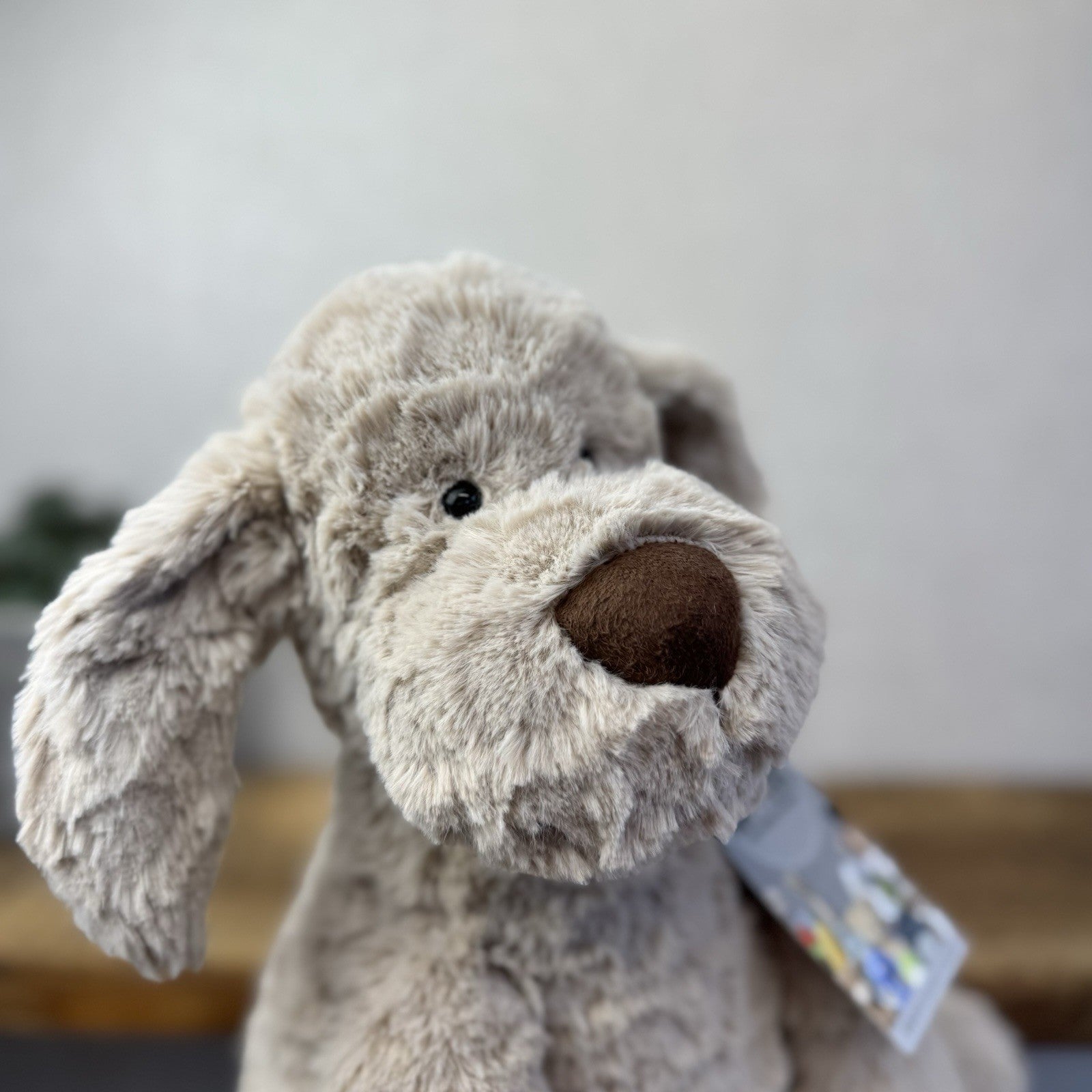Jellycat Large Riley Fuddlewuddle Pup - Light Grey White Company Exclusive 12"