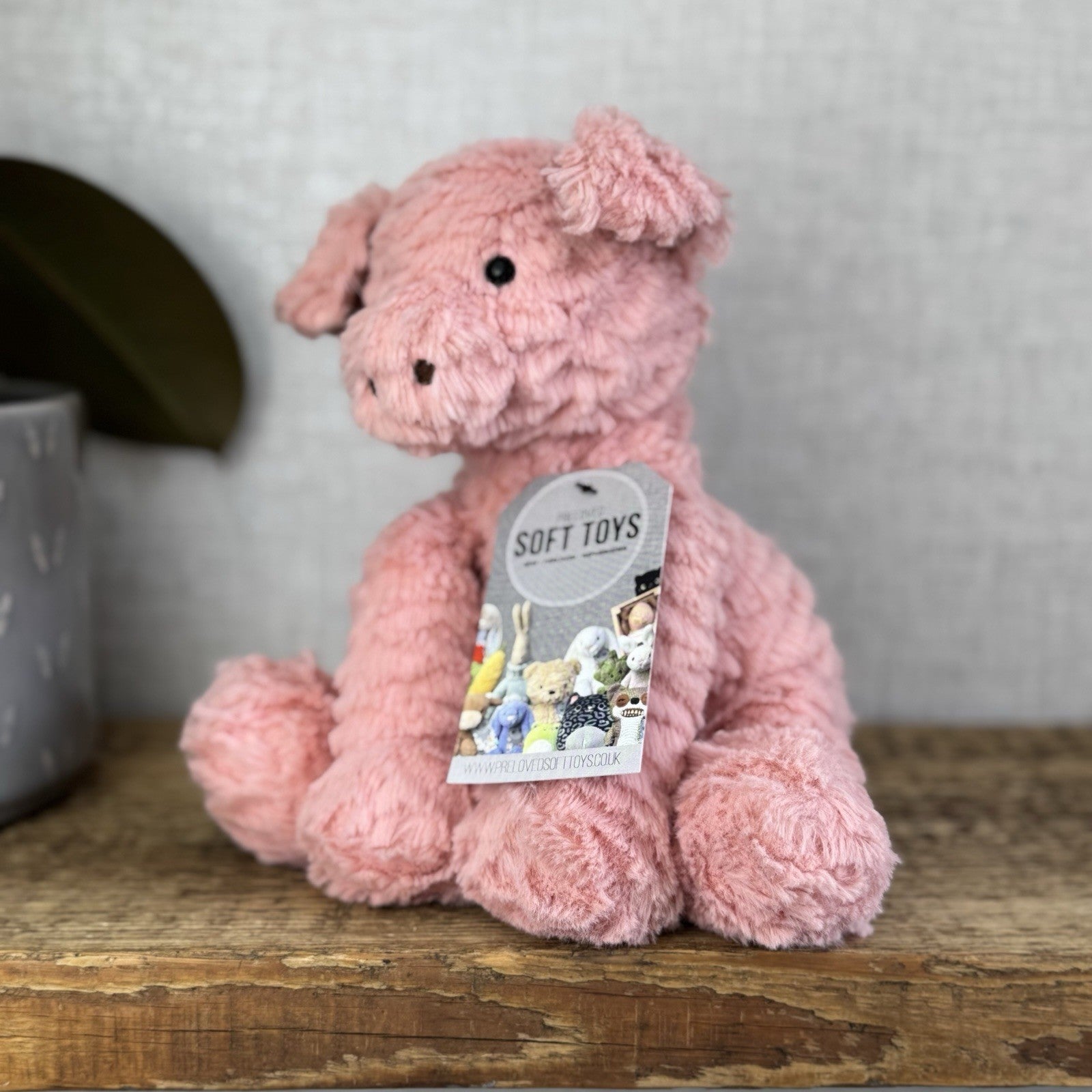 Jellycat Medium Fuddlewuddle Pig - Textured Sitting Piglet Soft Toy Beanie 8"