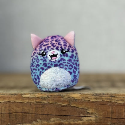 Squishmallow Squishville Kat The Leopard - Purple Glittery Leopard Mini Tiny 2”