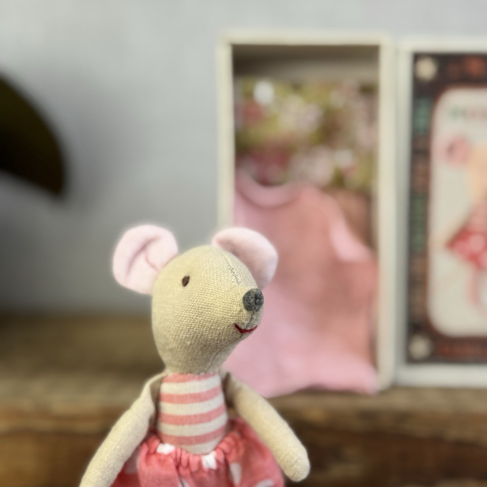 Maileg Retired Big Sister Mouse In Matchbox 2013 - Painted Nose, Red Mouth Rare
