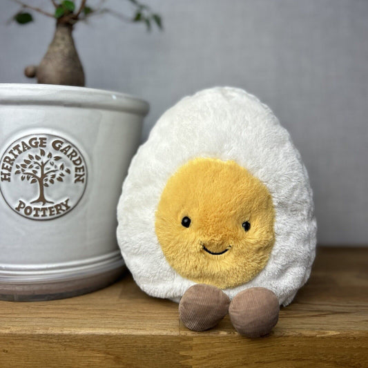 Jellycat Large Amuseable Happy Boiled Egg Soft Toy Comforter White Yellow Plush