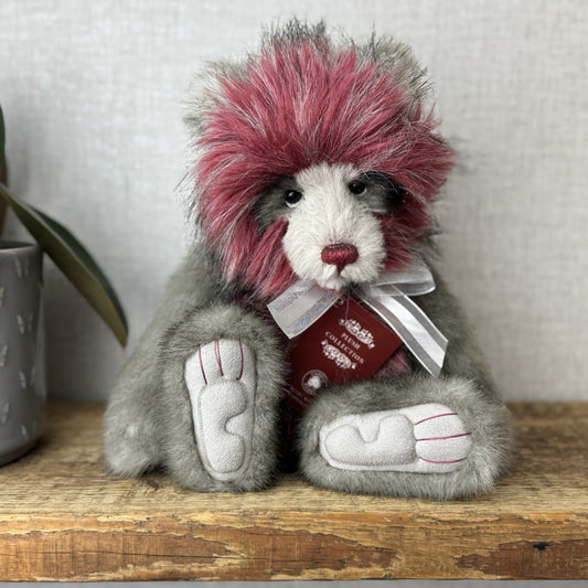 Charlie Bear Grover Teddy Bear - Grey/red Bear New Tags Isabelle Lee 32cm