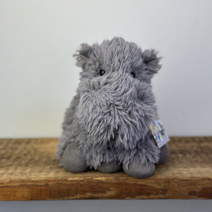 Jellycat Curvie Hippo - Grey Fluffy Beanie Chunky Hippo Plush Retired 9"