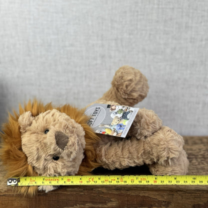 Jellycat Medium Fuddlewuddle Lion - Textured Sitting Lion Beanie Soft Toy 9”