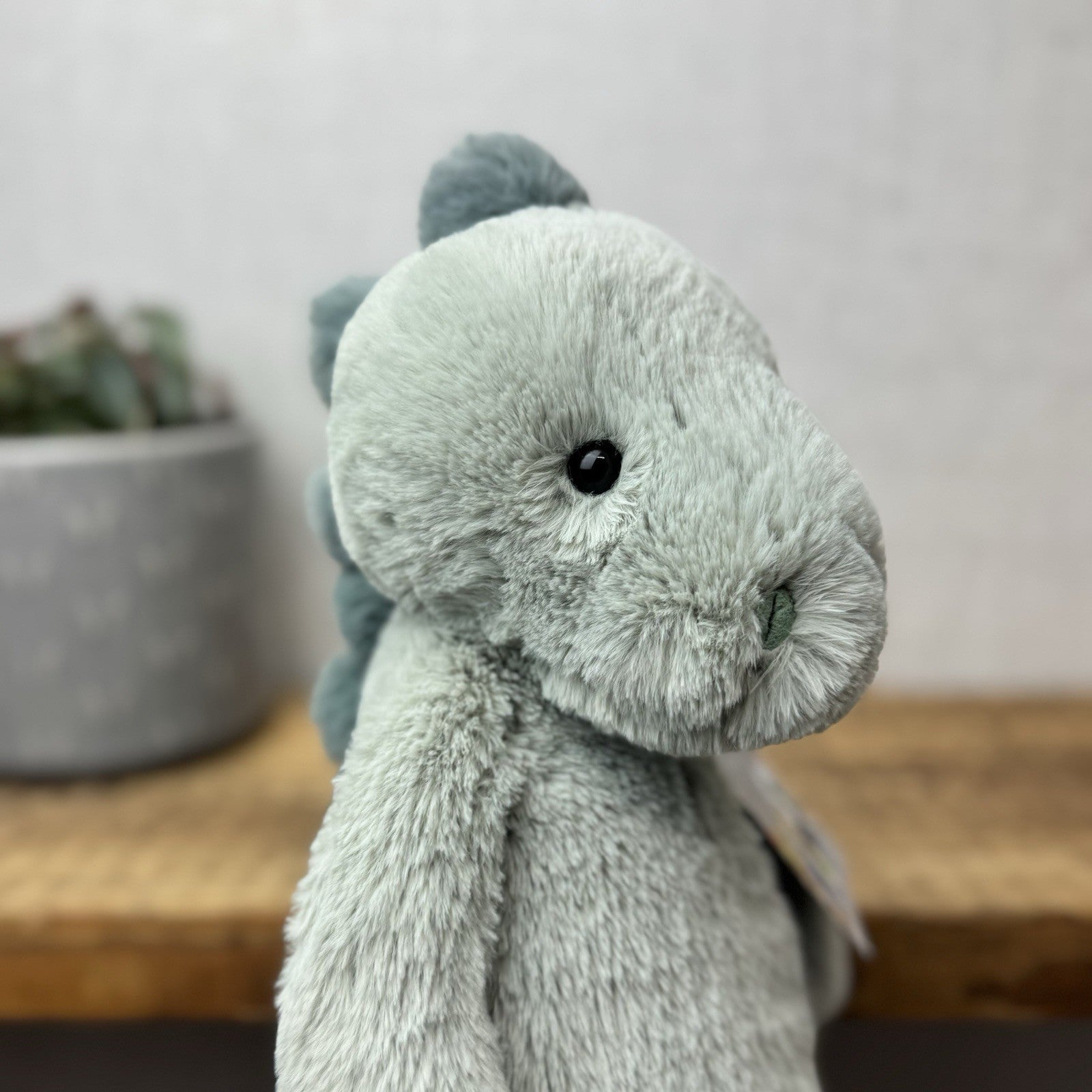 Jellycat Medium Puffles Dinosaur - Soft Light Green Super Soft Dino Plush 12"