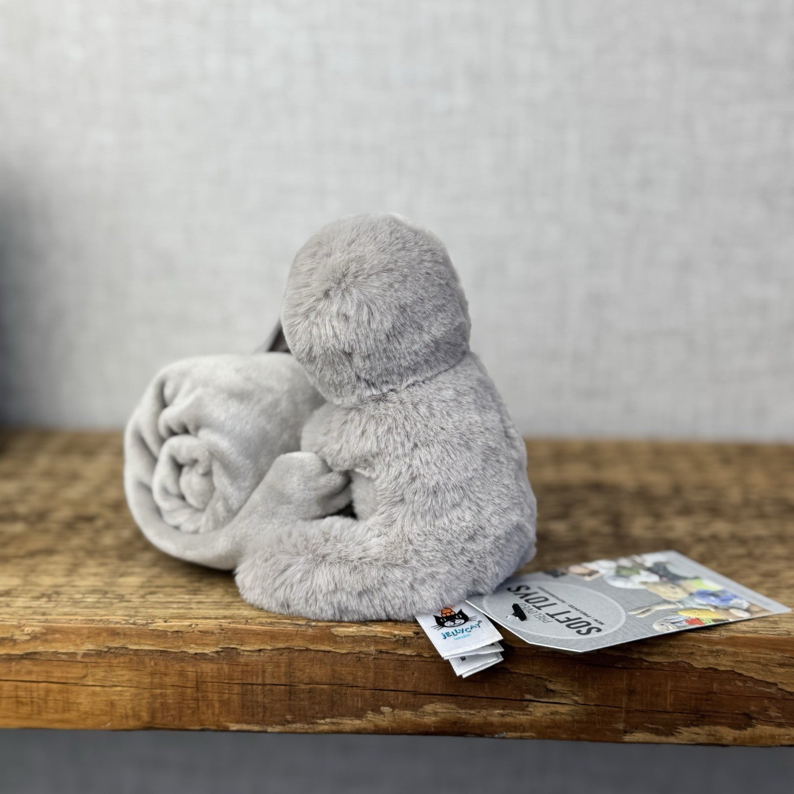 Jellycat Bailey Sloth - Shooshu Sloth Soother Comfort Blanket Grey Retired Rare