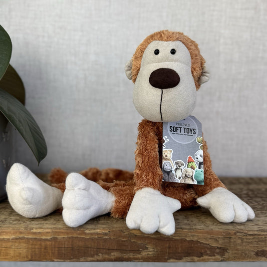 Jellycat Doolally Monkey Chimp Vintage Fluffy Orange Monkey Beanie Plush