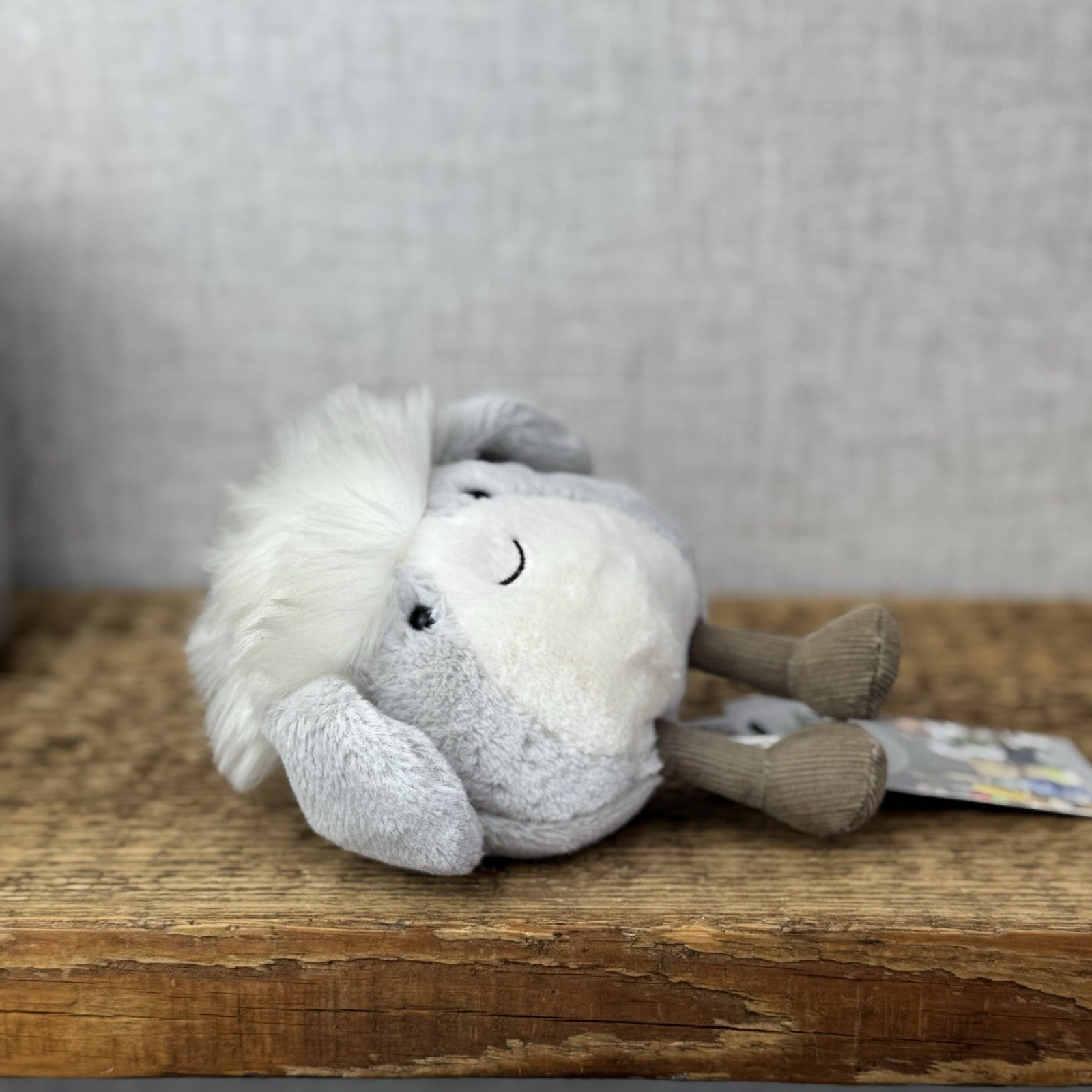 Jellycat Amuseabean Sheepdog  - Small Grey Beanie Dog Soft Toy Retired NWOT 5”