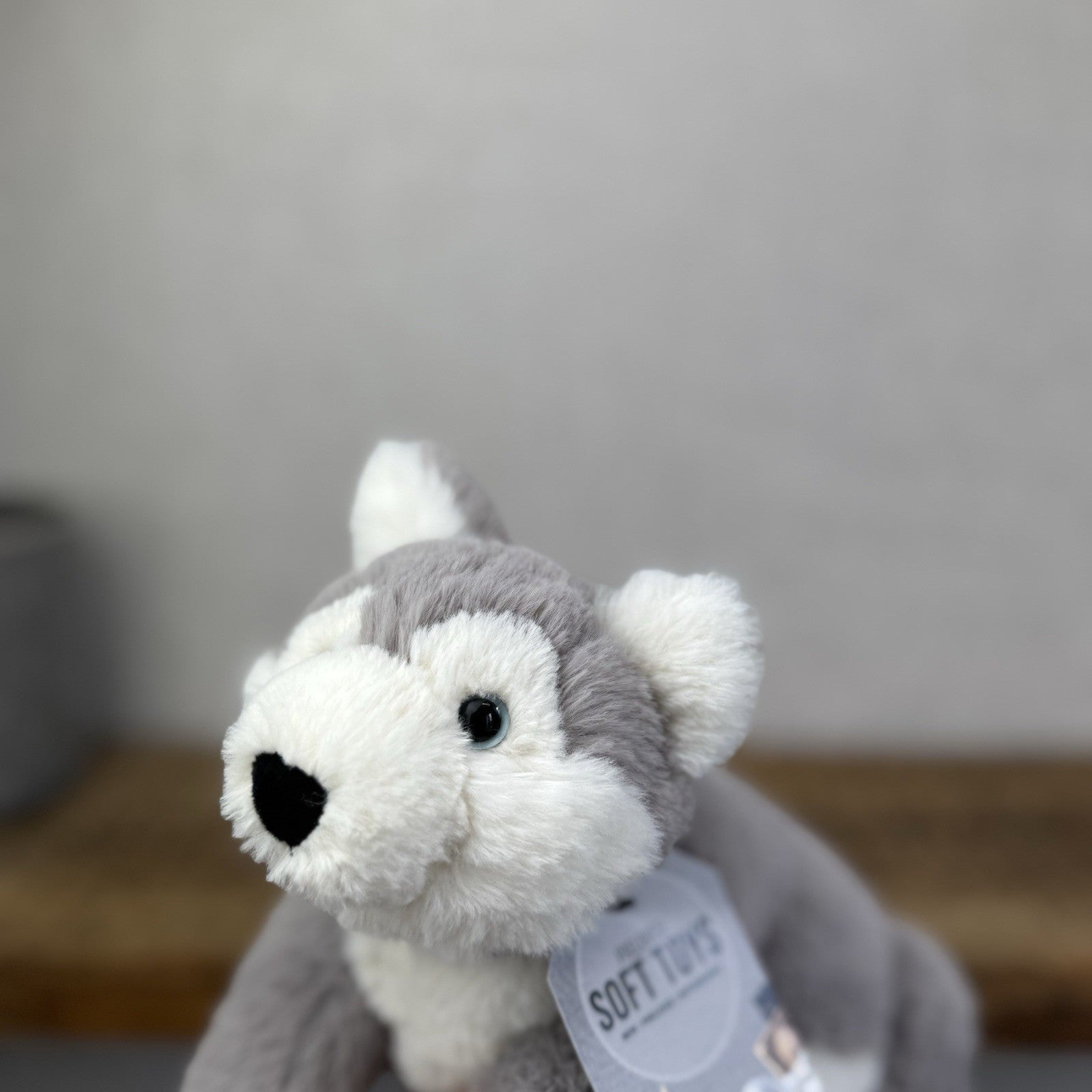Jellycat Small Hudson Husky - Grey Laying Husky Beanie Soft Toy Retired 11"