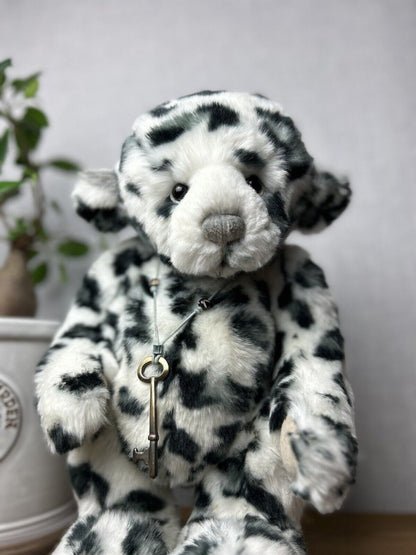 Charlie Bear Akhuti - Leopard Print Jointed Bear - Artist Bear - White & Grey 