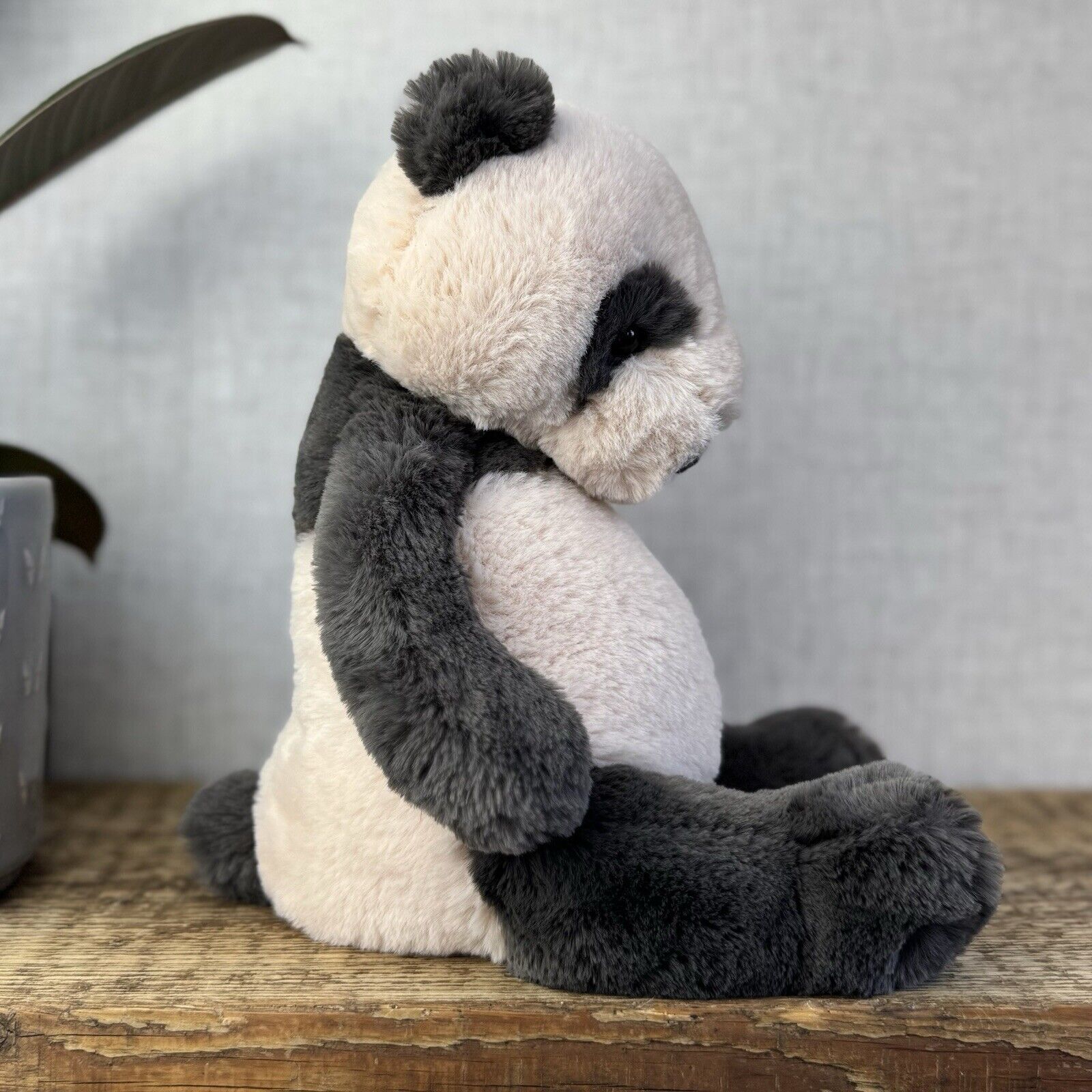 Jellycat Medium Puffles Panda - Super Soft Sitting Cream & Black Panda 13"