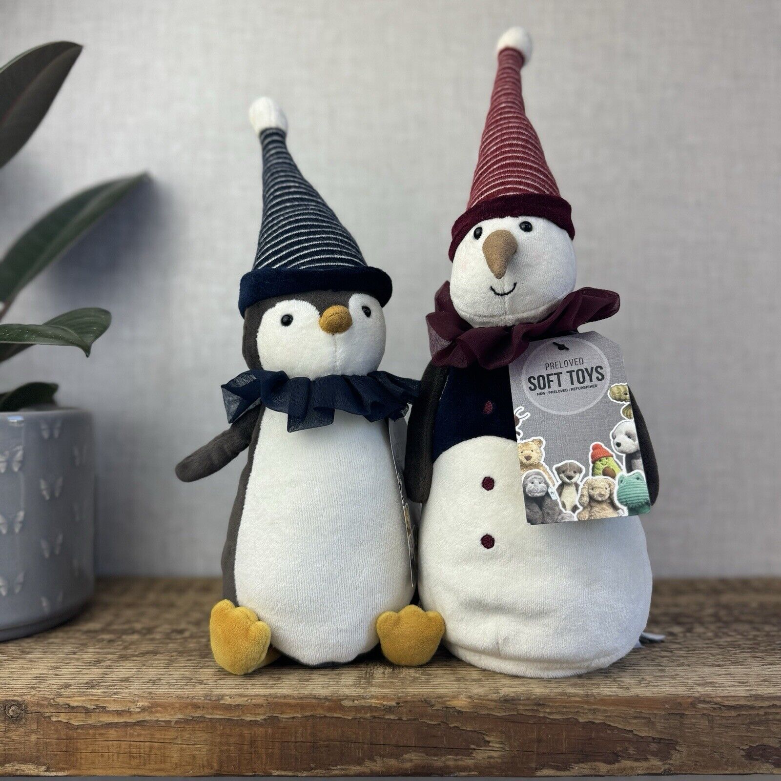 Jellycat Yule Penguin - Scandi Christmas Beanie Plush Toy Retired Medium 11"