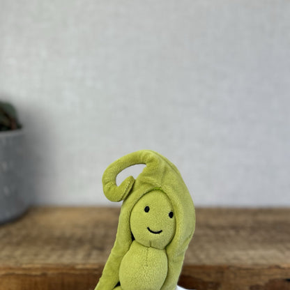 Jellycat Vivacious Pea Pod - Beanie Vegetable Soft Toy - Play Food Soft Toy 8"