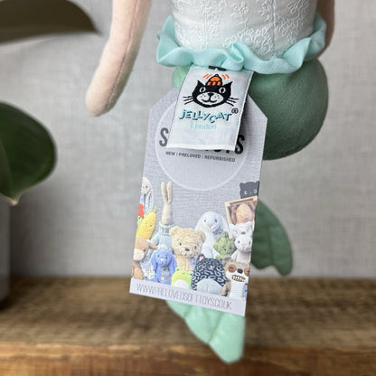 Jellycat London Maddie Shellbelle Mermaid Plush Doll Vinyl Green Tail Rare 16"