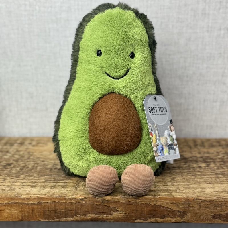 Jellycat Amuseable Avocado Medium - Soft Toy Food Play Green Fluffy Avocado 12”