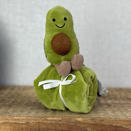 Jellycat Amuseable Avocado Soother Comforter Soft Plush Velour Green Rare