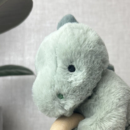 Jellycat Shooshu Dinosaur Wooden Teething Ring Rattle 6" Soft Toy Comforter