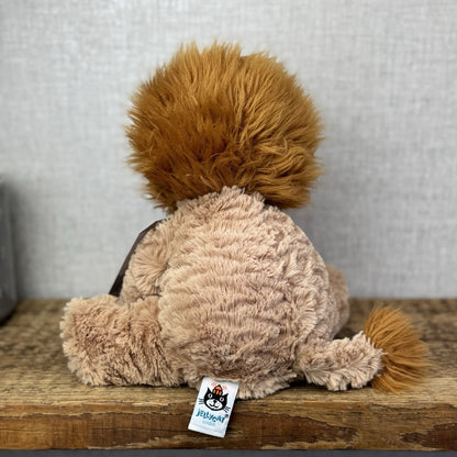 Jellycat Medium Fuddlewuddle Lion - Textured Sitting Lion Beanie Soft Toy 9”