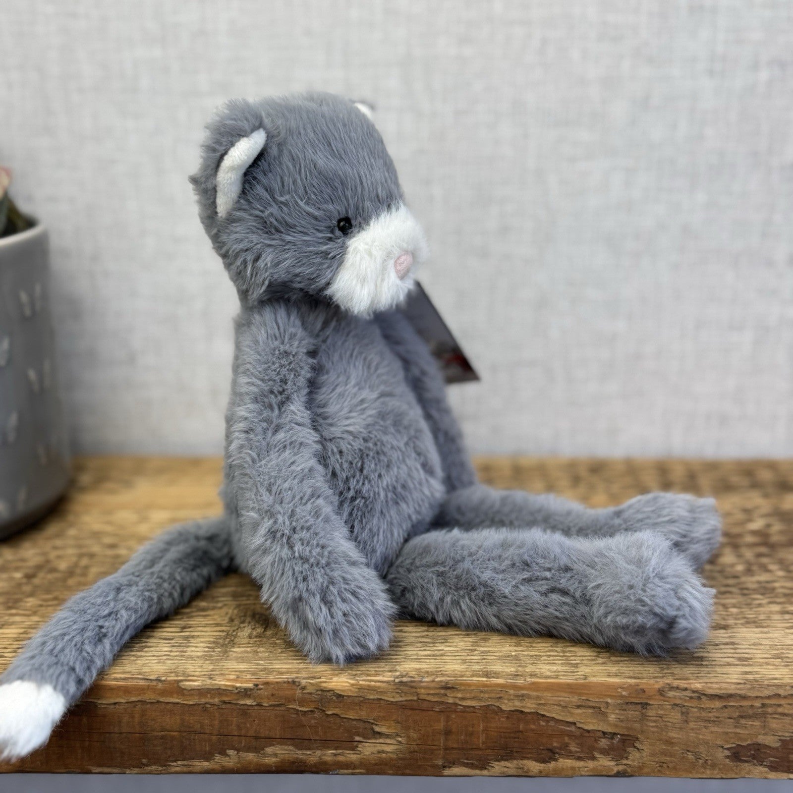 Jellycat Sweetie Kitten - Small Fluffy Light Grey Beanie Kitten (repaired)