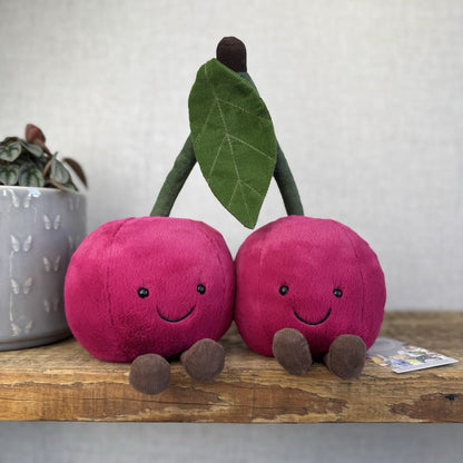 Jellycat Amuseable Cherry - Retired Cherries Plush Two Cherries Beanie NWOT