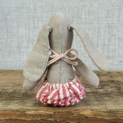 Maileg Micro Bunny Baby - Retired Baby Maileg Rabbit In Red Stripe Frilly Romper