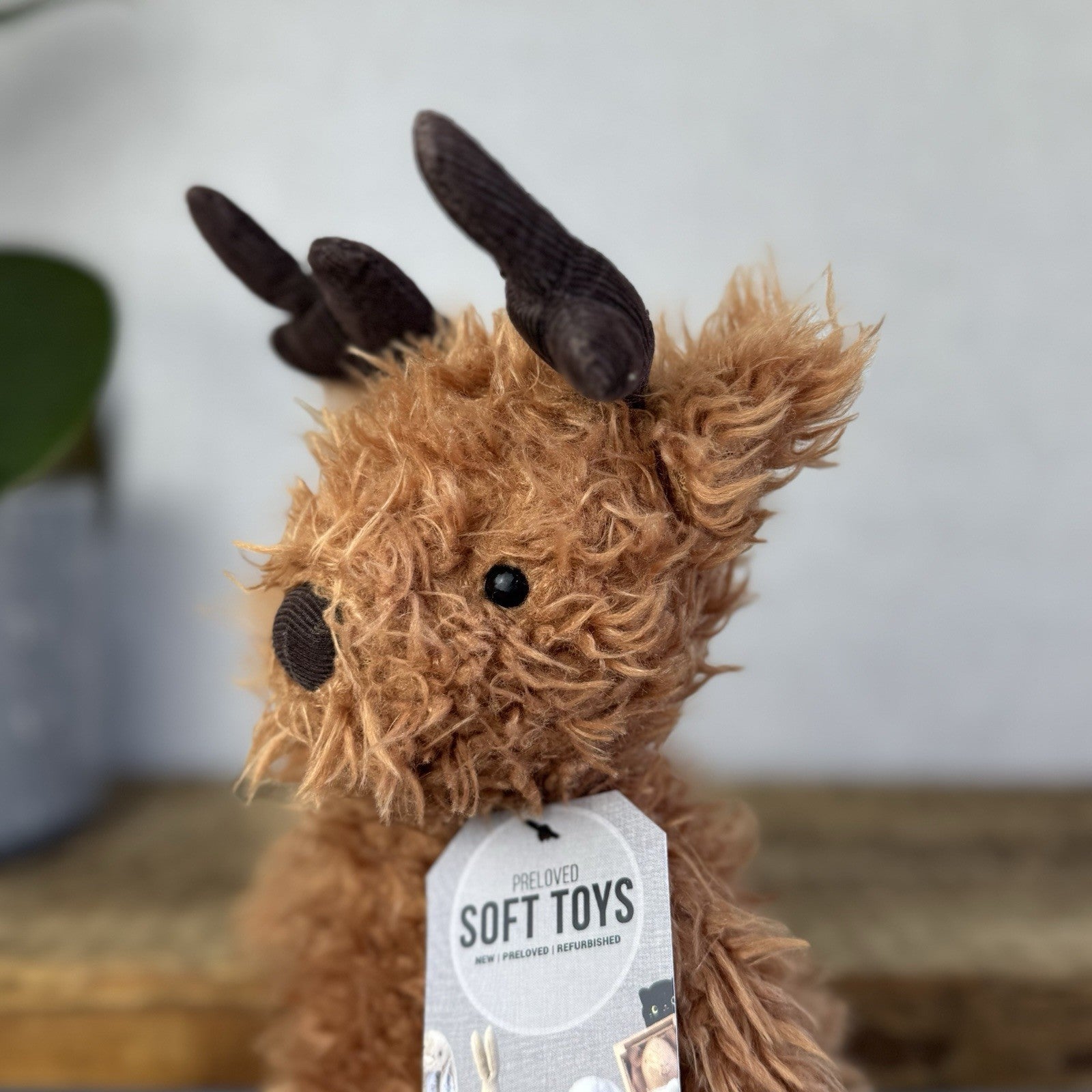 Jellycat Pudding Reindeer - Curly Haired Deer Beanie Plush Retired Rare 12"