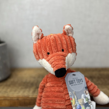 Jellycat Baby Cordy Roy Fox Soft Toy Beanie - Red Fox Corduroy Plush Beanie 12"