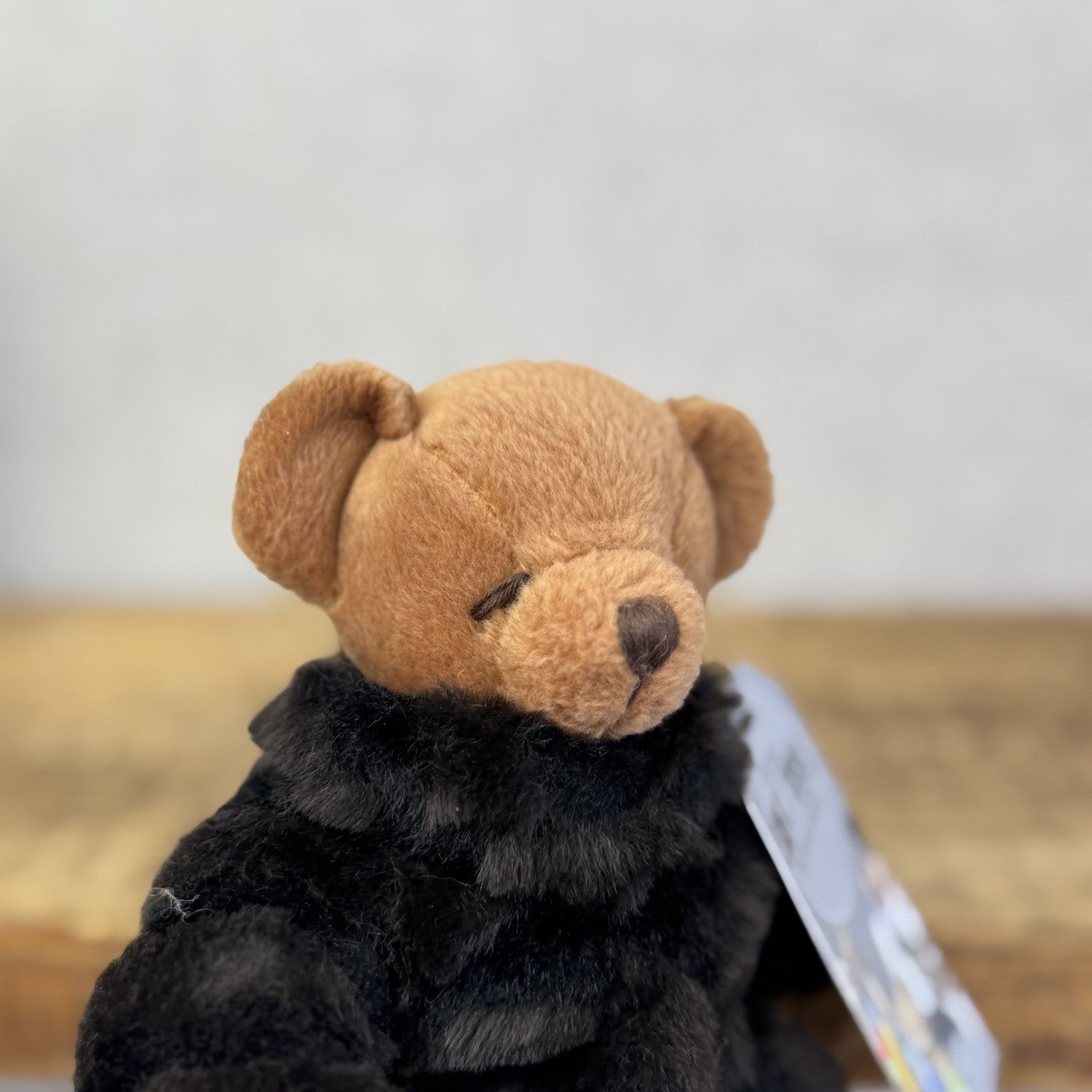 Russ Berrie Fortuna Teddy Bear - Small Beanie Bear Black Fur Coat Rare Mini 7"