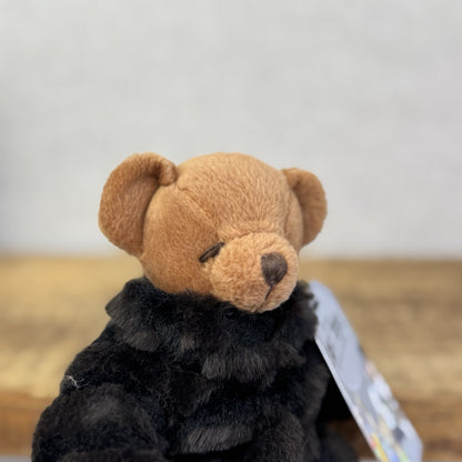 Russ Berrie Fortuna Teddy Bear - Small Beanie Bear Black Fur Coat Rare Mini 7"