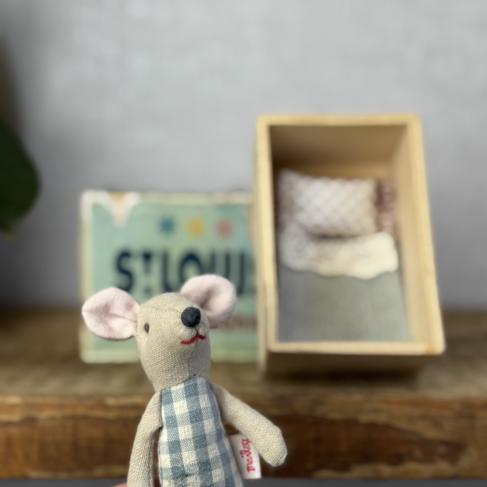 Maileg St Louis Matchbox Mouse - Wooden Matchbox Vintage Rare (Damage Matchbox)