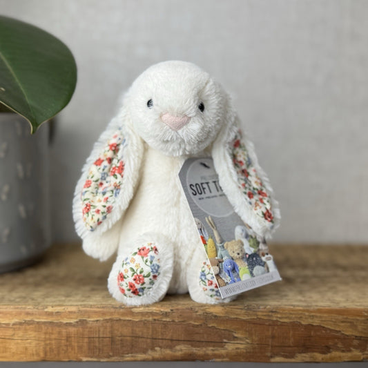 Jellycat Small Bashful Cream Blossom - Cream Bunny Floral Ears & Feet 8” (#2)