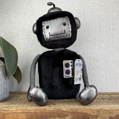 Jellycat Big JellyBot - Black Robot Beanie Soft Rare & Retired Larger Size 16”