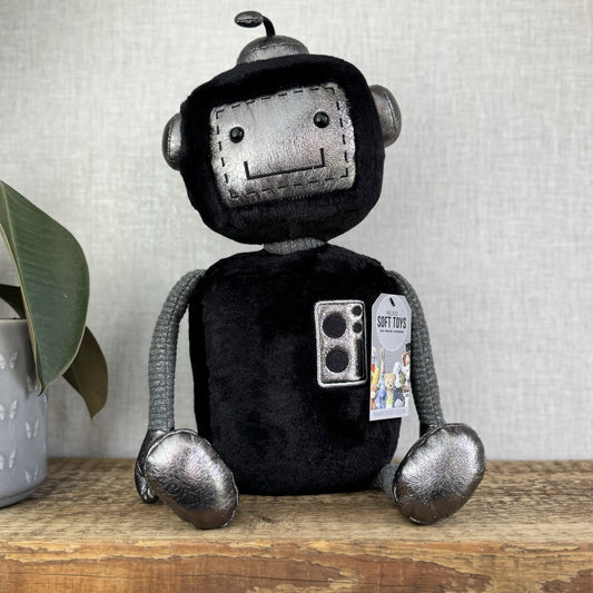 Jellycat Big JellyBot - Black Robot Beanie Soft Rare & Retired Larger Size 16”
