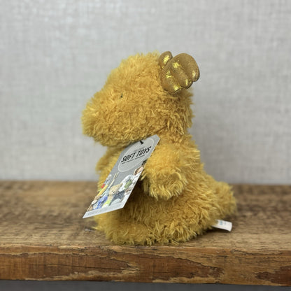 Jellycat Little Dragon - Fluffy Light Gold Dragon Beanie Plush Curly Hair 7”