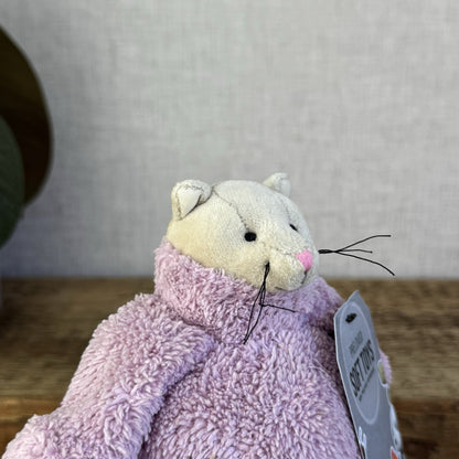 Jellycat Poloneck Peeker Cat Kitten - Lilac Jumper Cute Vintage Beanie 5”