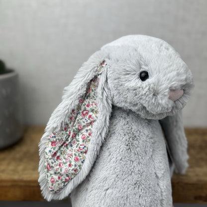 Jellycat Medium Silver Blossom Bunny - Grey Bunny Blossom Ears GreyTail 12"