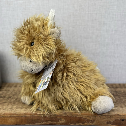 Jellycat Medium Truffles Highland Cow - Orange Fluffy Pillow Vintage Plush 14”