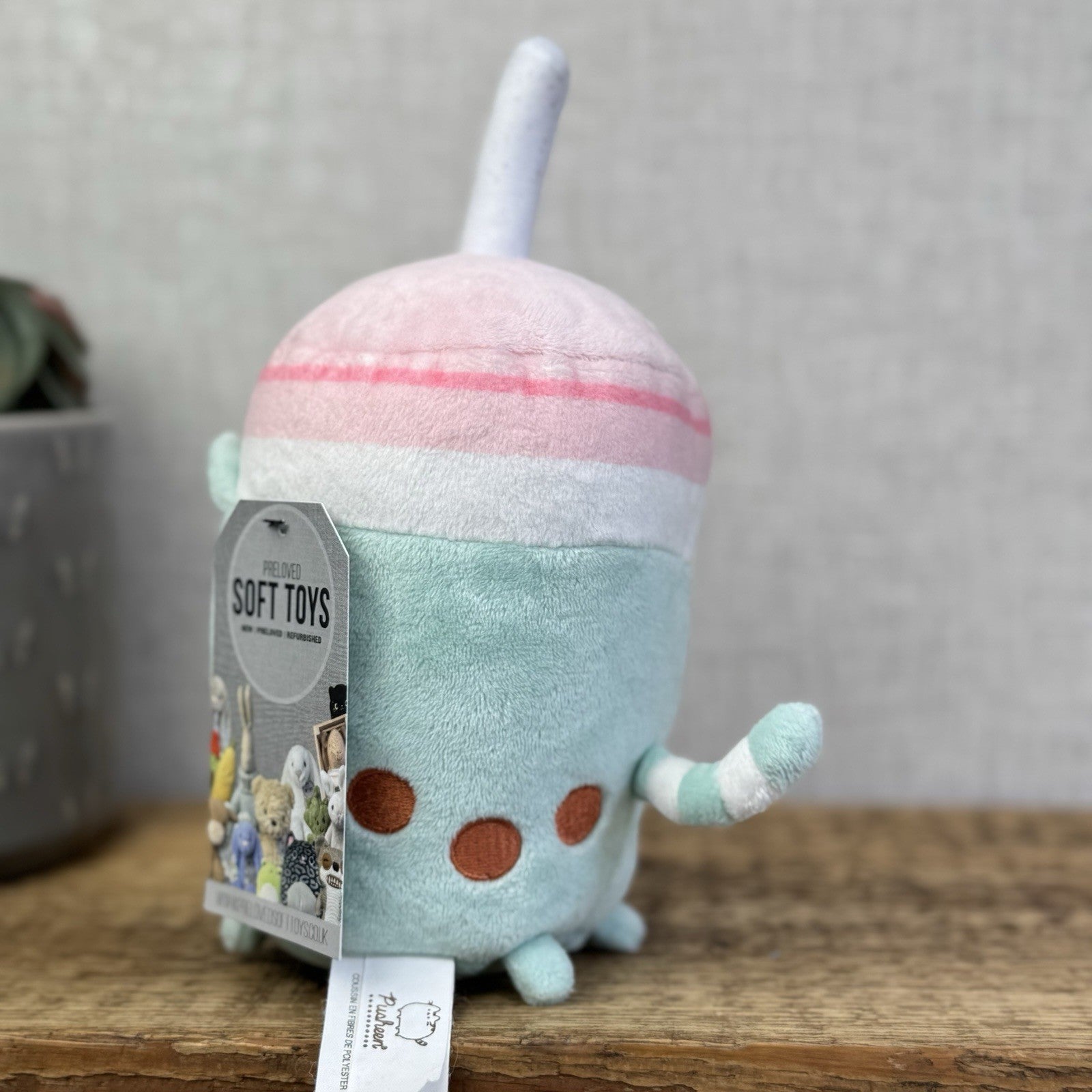 Gund Pusheen Cat - Boba Tea Pusheen Small Soft Toy Cat New Without Tag 8”