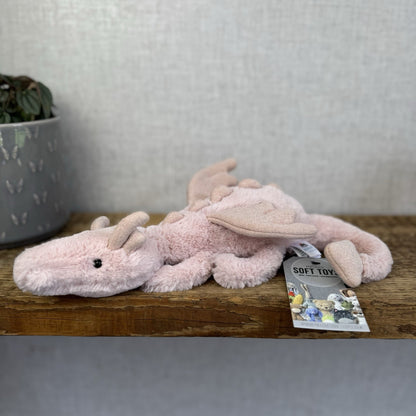 Jellycat Little Rose Dragon - Pink Dragon Soft Toy Dragon Small Retired 12" (#2)