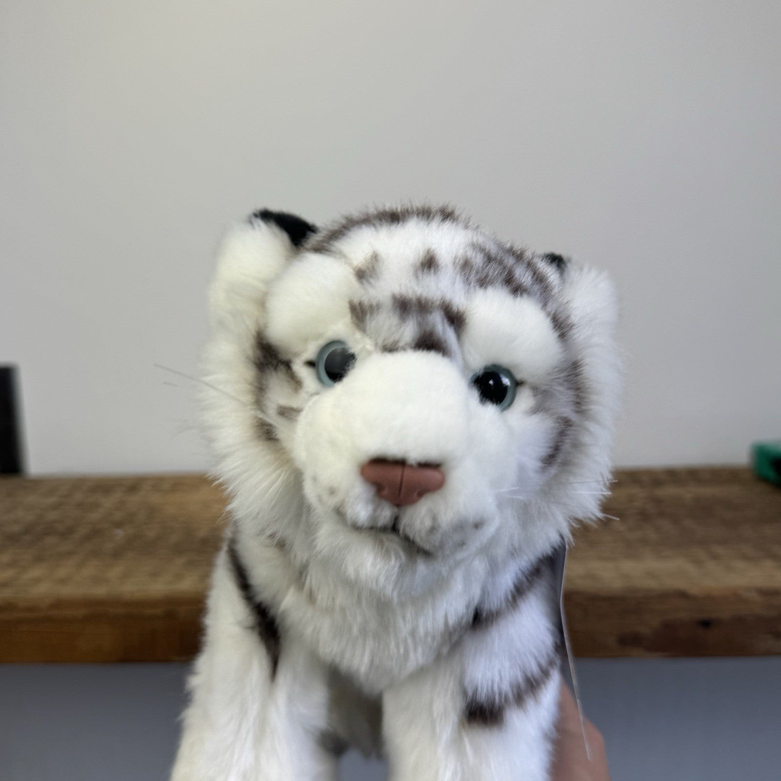 Living Nature White Tiger Soft Toy - Small White/Grey Wild Cat Beanie Plush