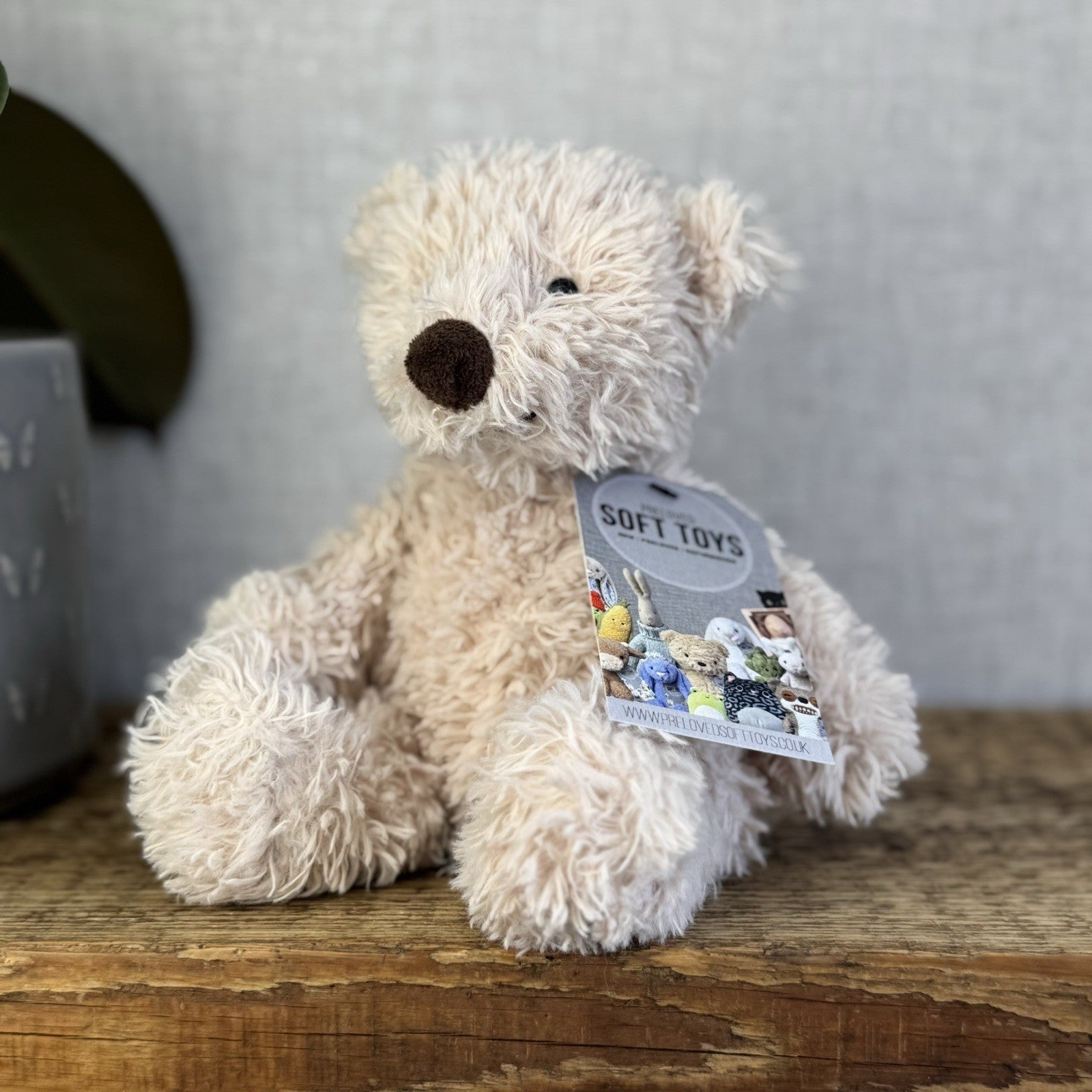 Jellycat Small Biscuit Bear - Curly Off White Small Beanie Bear Rare Retired 7"