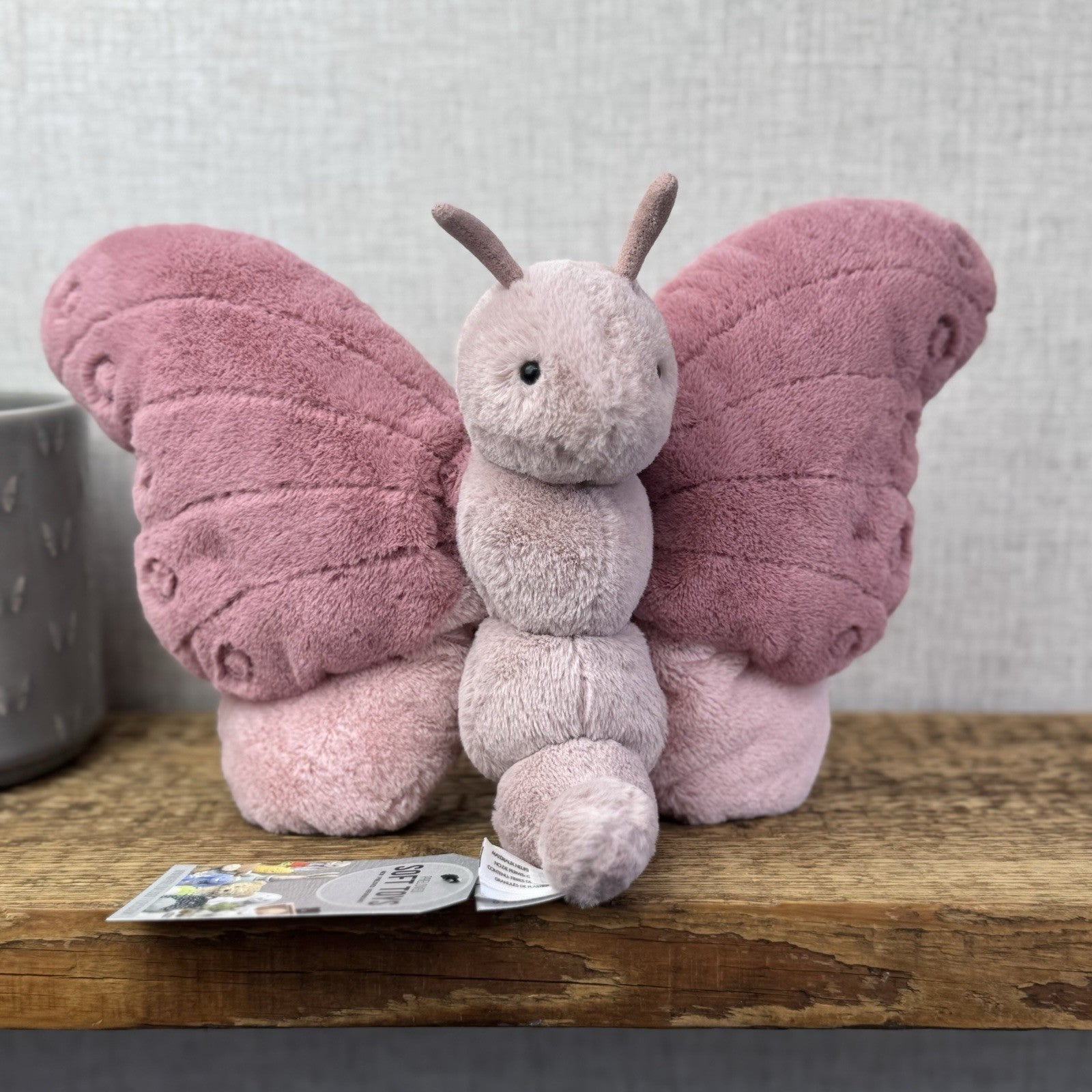 Jellycat Medium Beatrice Butterfly - Soft Pink Butterfly Beanie Display Retired